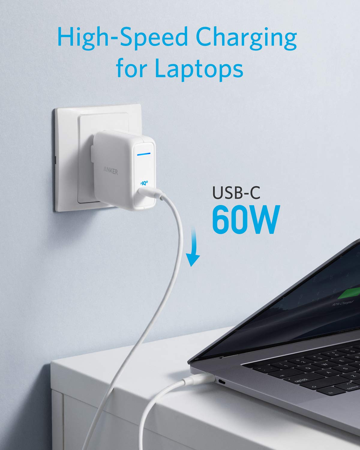 USB C Charger, Anker 60W Power Delivery Fast Charger [PIQ 3.0 & GaN], PowerPort Atom III Power Adapter for iPhone 11/Pro/Max/XR/XS/X, USB-C Laptops, MacBook Pro/Air, iPad Pro, Galaxy, Pixel and More