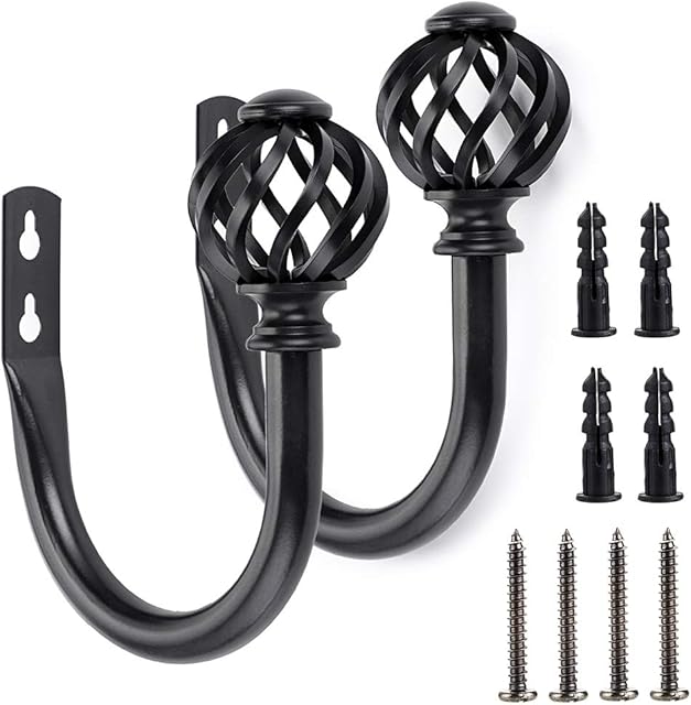 BSTKEY A Pair of Nest Modeling Metal Curtain Hooks - Lightweight Decorative Curtain Drapery Tiebacks Holdbacks Metal Hook Decorative Hook (Black)