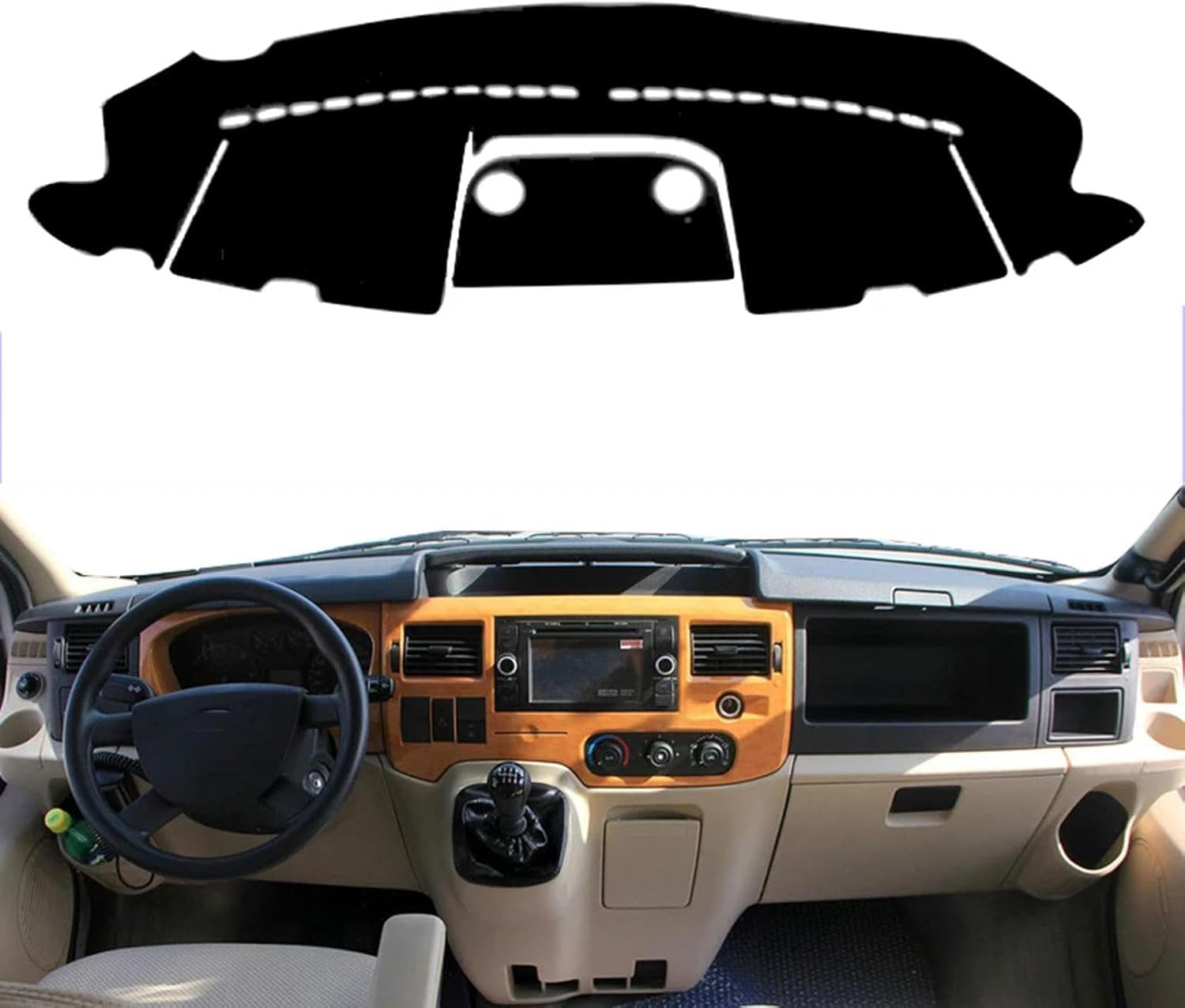 DdaiXQ Car Dashboard Mat For Ford Transit 2002-2009, Anti Slip Anti Glare Dustproof Dashboard Cover Pad Protector Dash Cover Sunshade Dashmat