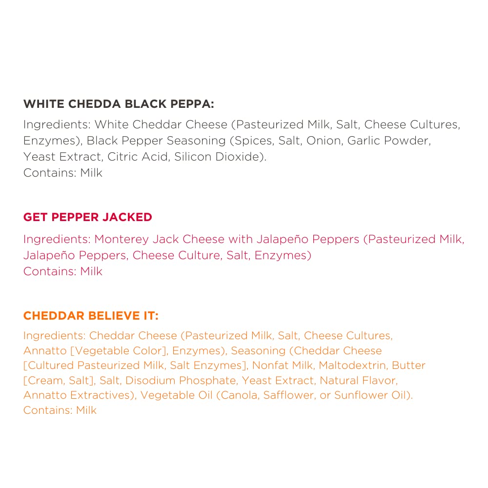 Moon Cheese Bites Bundle, Cheddar Believe It, White Chedda Black Peppa & Get Pepper Jacked, 2-Ounce, 3-Pack, Lunch or Snack
