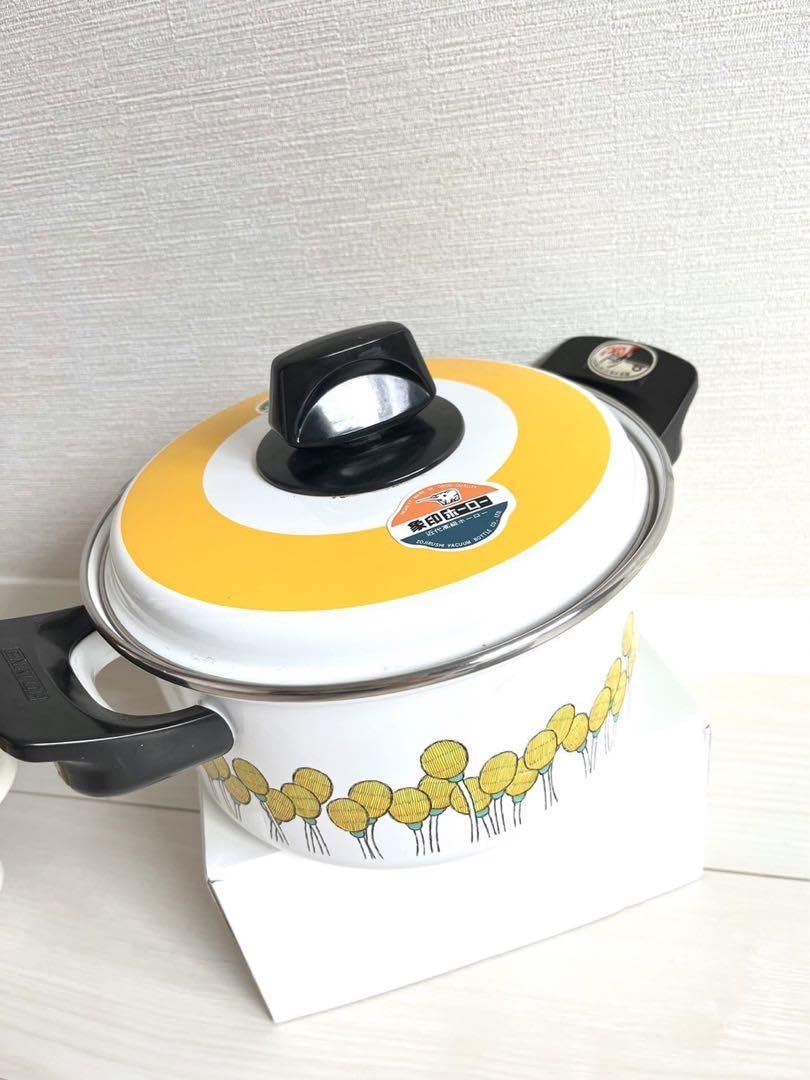 昭和レトロ　ホーロー　花柄おでん鍋 Amazon.co.jp: 昭和レトロ ホーロー 鍋 おでん鍋 3点セット 花柄 黄色
