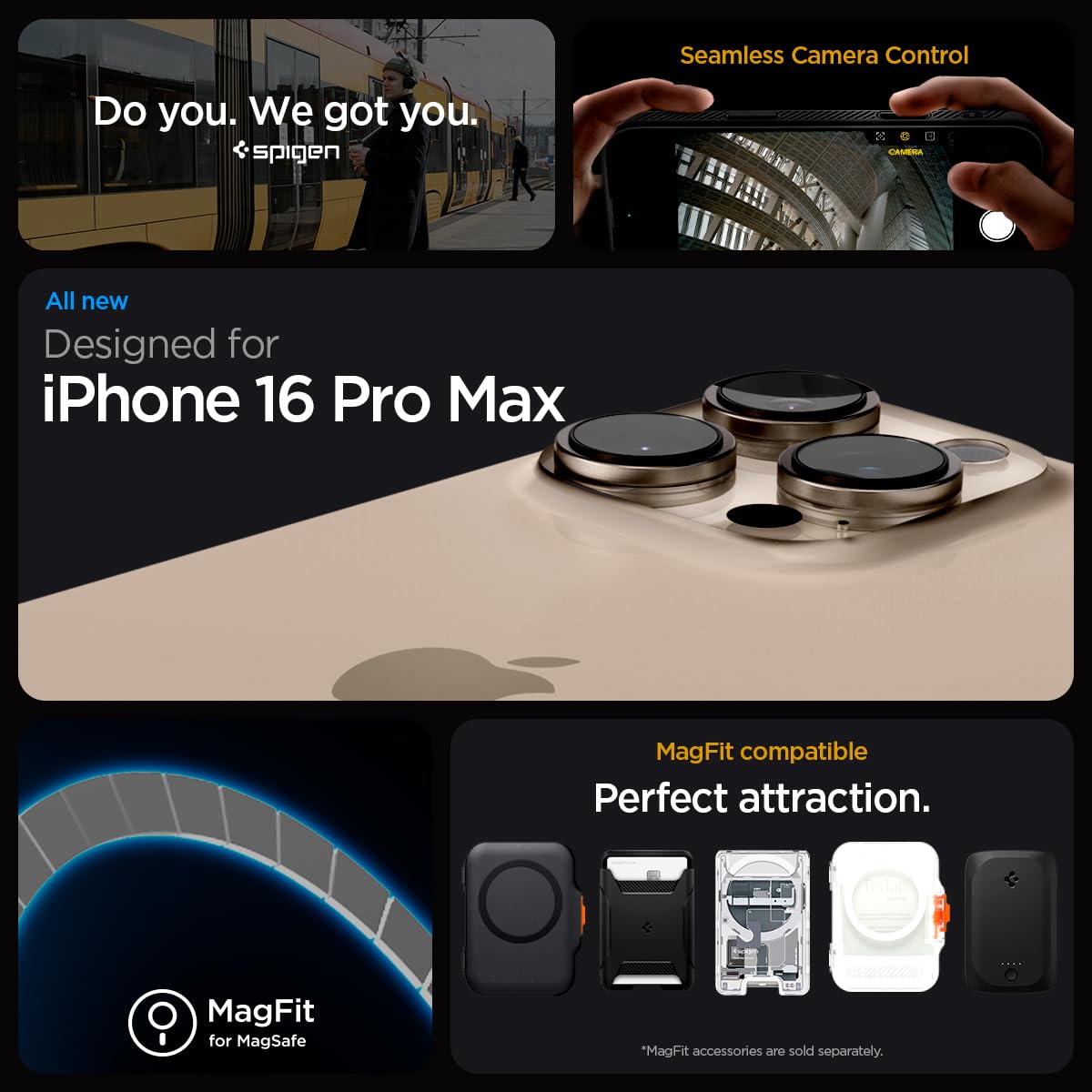 Spigen Cover per iPhone 16 Pro Max, Liquid Air T MagFit [Copertura abilitata per il Controllo fotocamera] Compatibile con MagSafe - Nero Opaco
