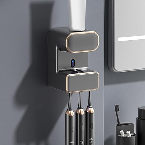 Miniatura 4 de Walbest Porta cepillos de dientes automáticos con dispensador de pasta de dientes, soportes para cepillos de dientes montados en la pared para