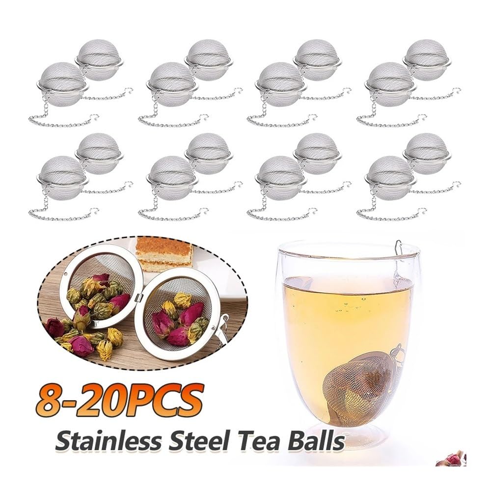 8-20 filtros de acero inoxidable para té de especias, infusor de té, filtro de esfera, filtro de malla, infusor de malla, herramientas de cocina para el hogar (20 unidades)