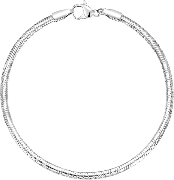 Charm Bracelets for Women, 925 Sterling Silver Plated/14k Gold Bracelet 3mm Dainty Snake Chain Bracelet Men Non Tarnish Jewelry Gifts for Her