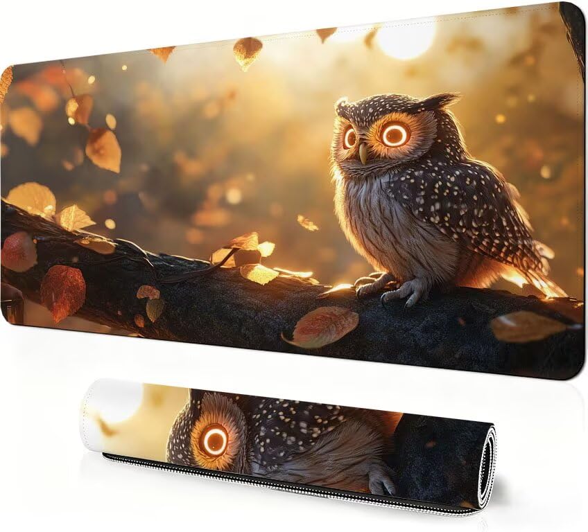 Tapis de souris XXL 900x500mm hibou animal grand tapis gaming DZ-665