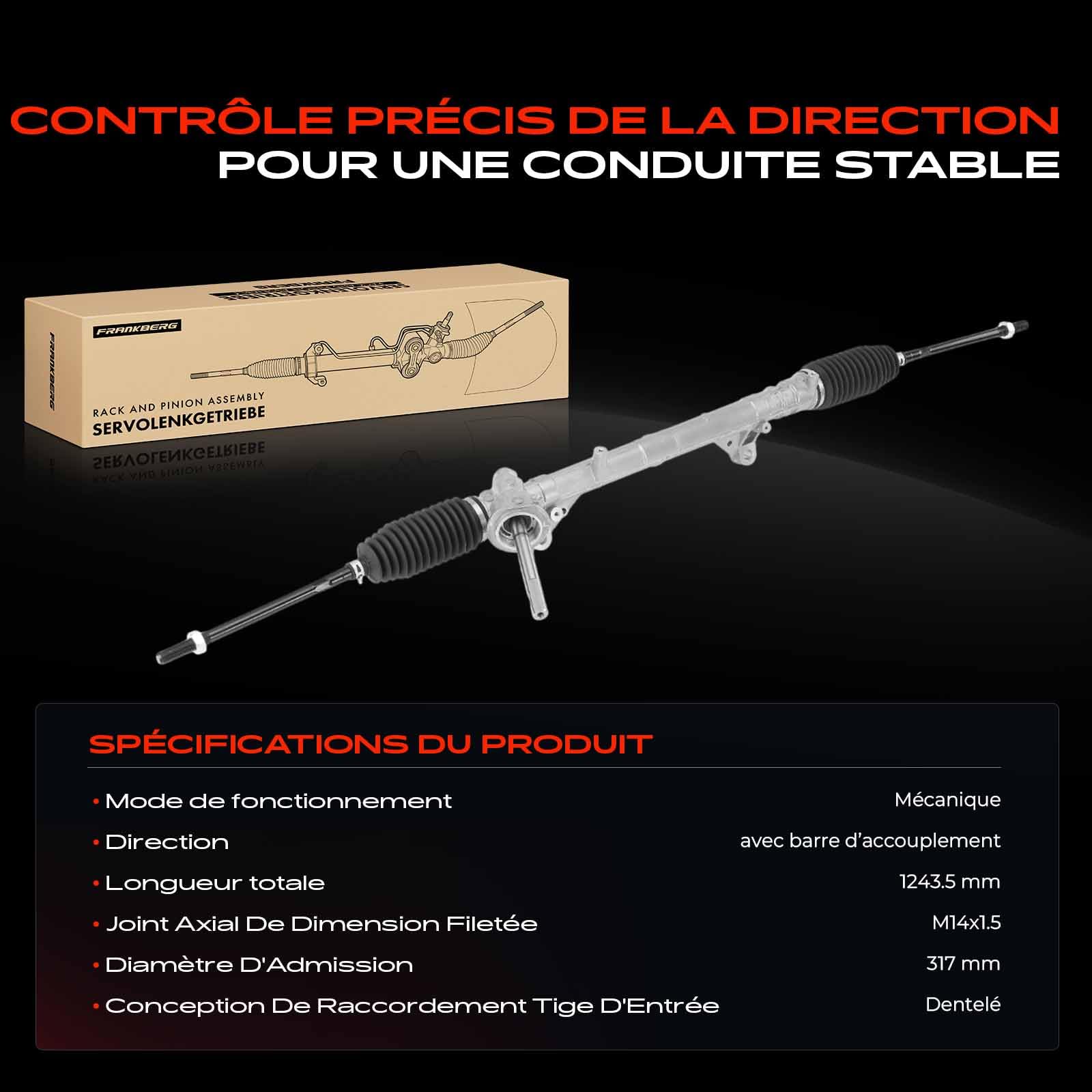 Frankberg Boîtier de direction pour conduite à gauche 52577 | Compatible avec: Mode/Grand Mode F/JP0, Clio III BR0/1 CR0/1, Clio III boîte/hayon SB SR, Clio III Grandtour KR0/1