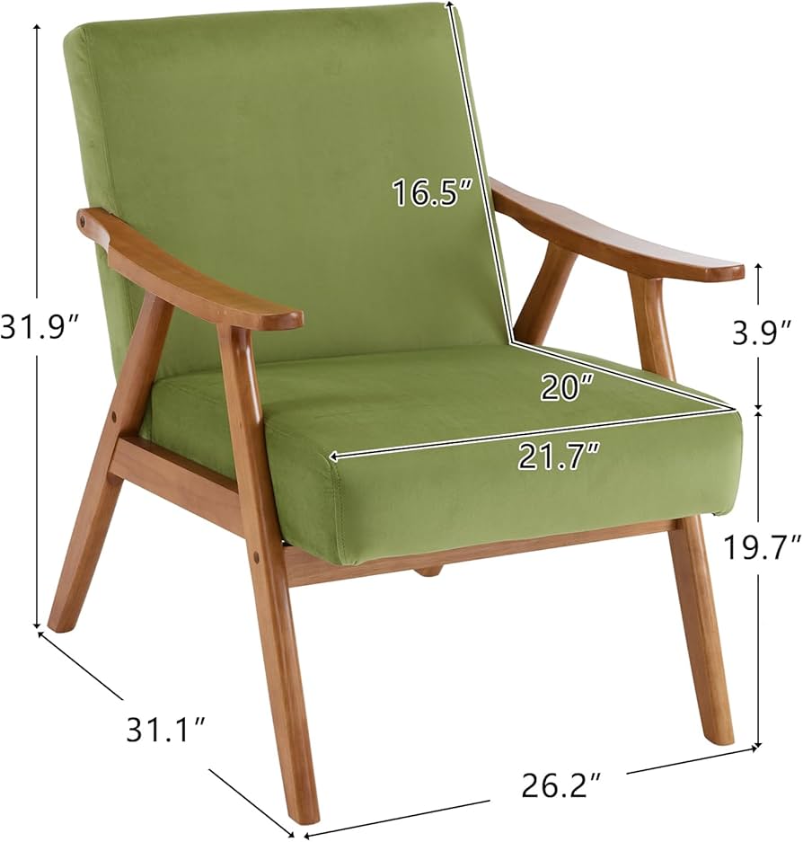 Amazon.co.jp: VINGLI オリーブグリーン ベルベットアクセントチェア 2
