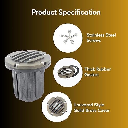 Ironsmith Lighting Products Kit de cubierta de latón macizo estilo listones para bombillas de pozo de tierra, tornillos de acero inoxidable y junta