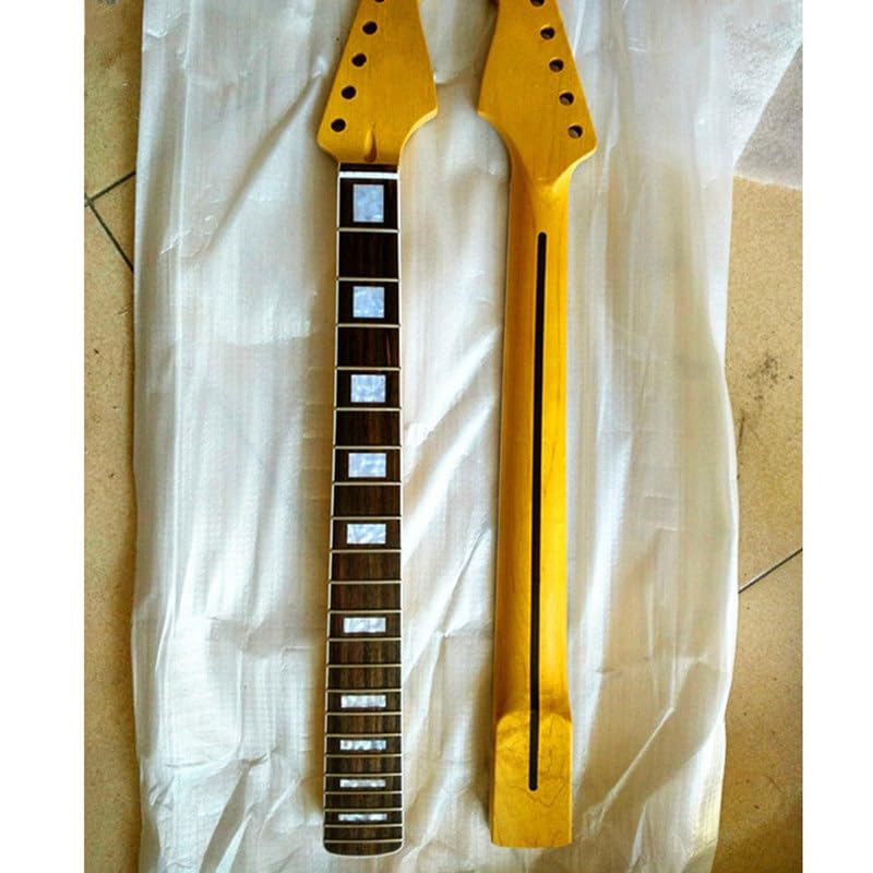 Manche de guitare électrique érable 22 frettes touche bois rose et incrustation bloc