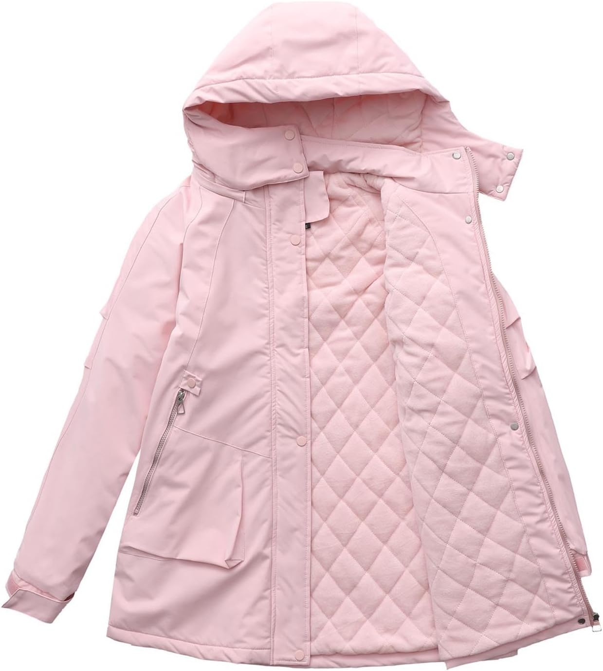 YRAETENM Women's Waterproof Winter Coats Hooded Insulated Long Windbreaker Active Outdoor Warm Thicken Puffer Rain Jackets