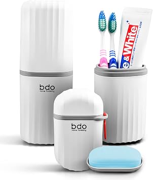 VITVITI White Toothbrush Travel Case, Portable Travel Soap Container Leakproof Dish Tray,7.88 inch Toothpaste Toothbrush Holder with Cover for Trip/Bathroom/Camping