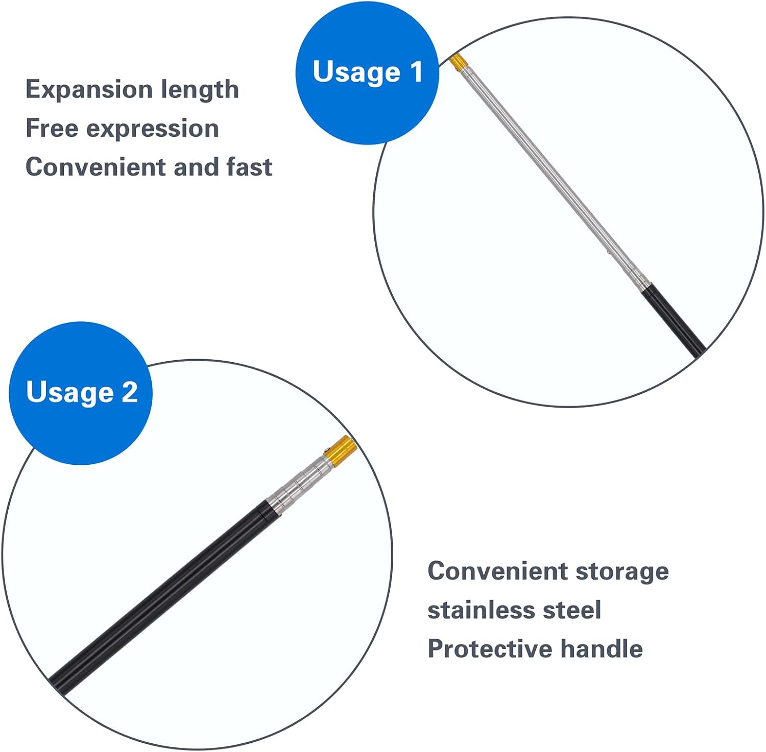 2 Pack 64.6 Inch Trash Pickup Tool, Extra Long Telescoping Trash Picker Upper Grabber for Seniors, Stainless Steel Garbage Picker with Non-Slip Handle for Picking Up Litter, Fruit, Leaves