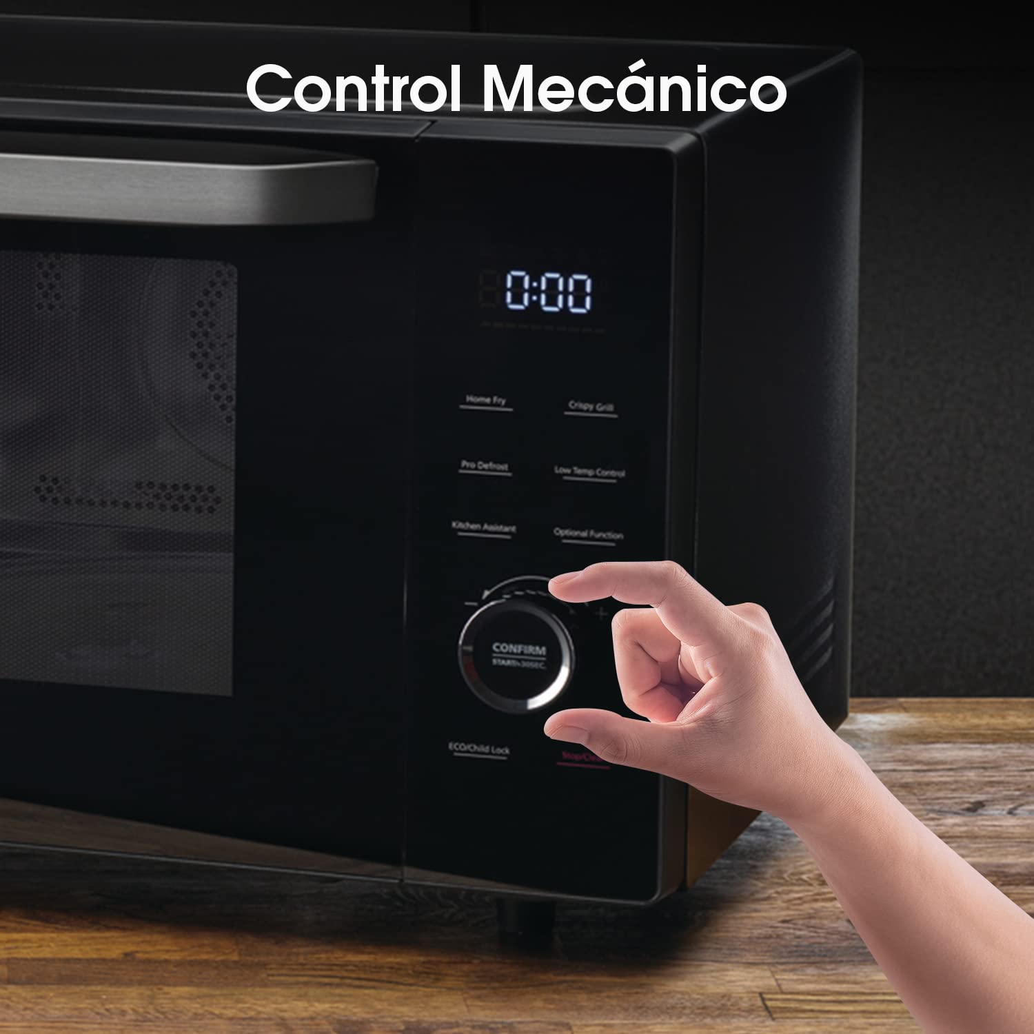 Hisense H30MOBS10HC Horno Microondas 4 en 1 Combo con grill, Airfry, y convección, 1000 W/2400 W/2400 W, 30 Litros, 10 programas, Limpieza con vapor, Color Negro
