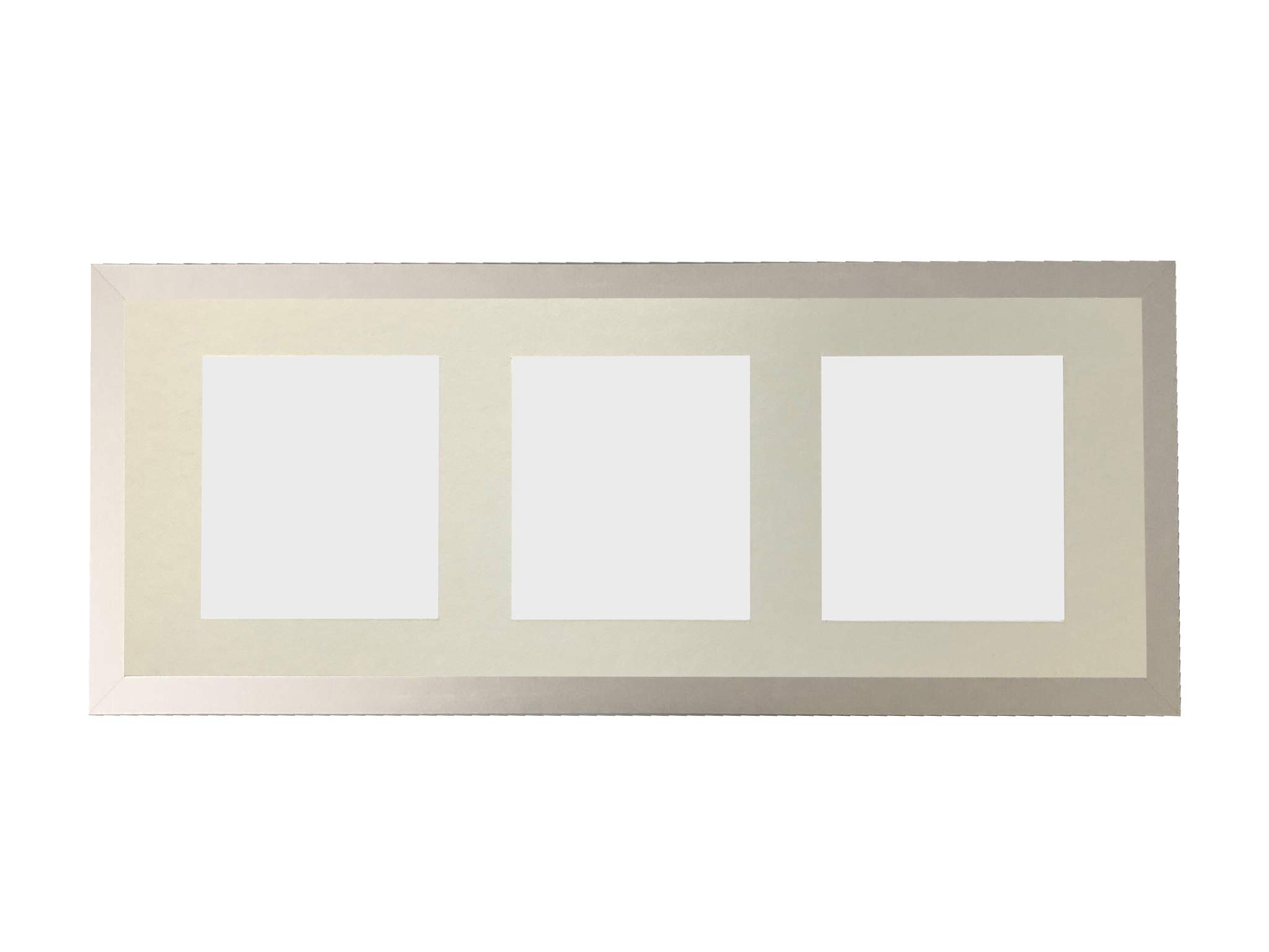 H7 Silver Picture Photo Frame with Ivory 7 x 5 Inch Three Aperture Long Mount