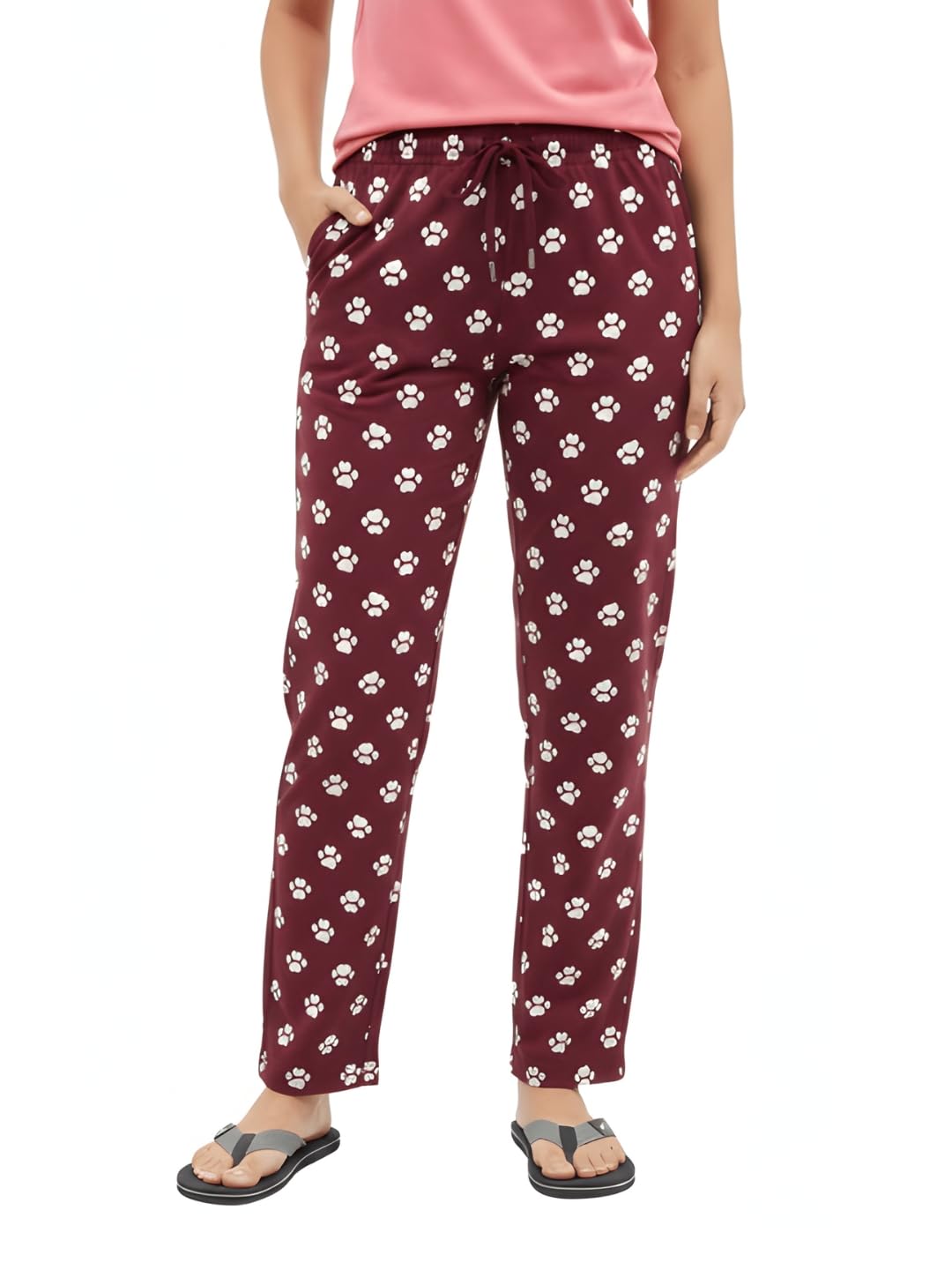 Women Pure Cotton Lounge Pants | Mid-Rise Regular Fit | Adjustable Drawstring Closure | Functional Side Pockets | Comfortable Homewear & Sleepwear-image-38