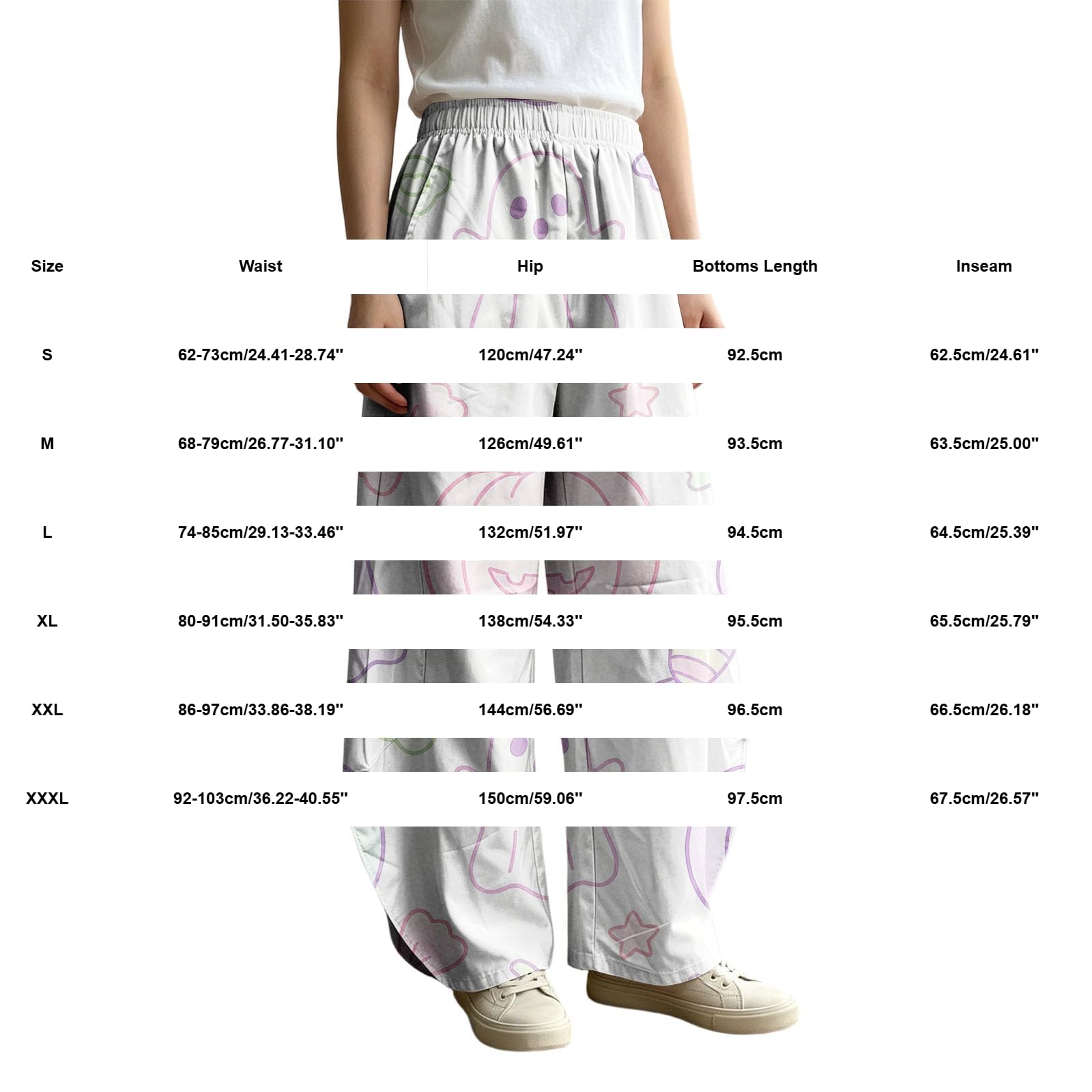 Generisch Pantalon d'été pour femme, léger et aéré, avec imprimé Halloween, carnaval, loisirs, avec poches, pantalon en tissu confortable, taille élastique, pantalon de plage ample pour vacances