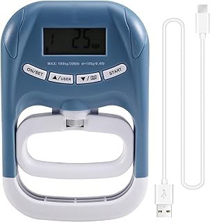 Uxsjakjsd Dinamómetro Digital de Mano EH121 de 396 Lb/180 Kg, Entrenador de Fuerza de Agarre, Fortalecedor de Agarre para el Hogar y la Escuela, Color Azul.