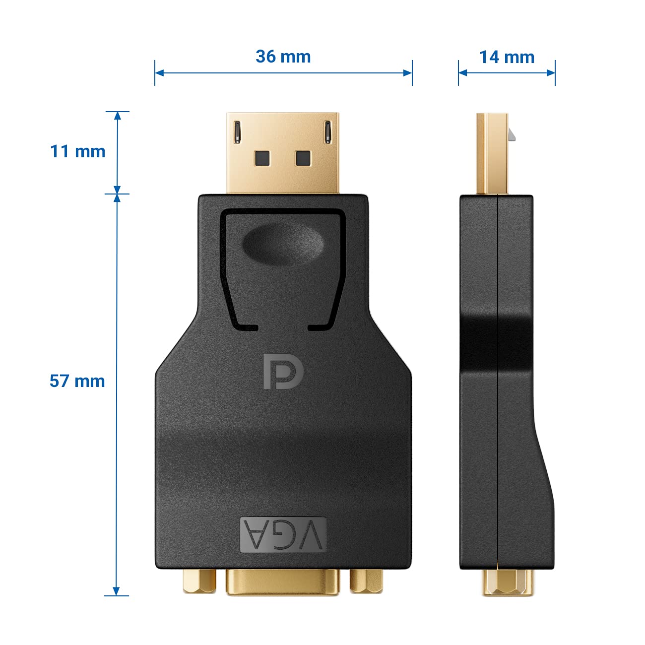 deleyCON Kabel Przejściowy z Displayport na VGA - Kabel Przejściowy z Wtyczki DP Displayport na Gniazdo VGA Pozłacane Styki do Podłączenia Telewizora Projektora Komputera Laptopa Notebooka