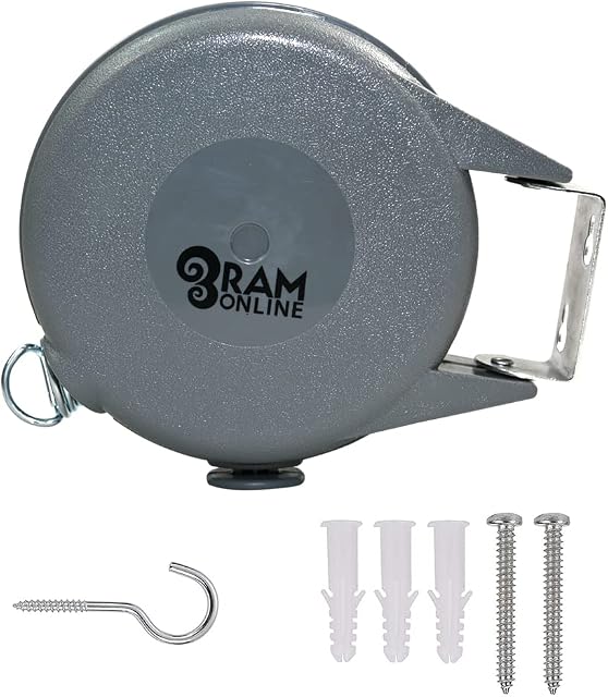 Ram® Heavy Duty Outdoor Retractable Clothes Line Laundry Drying Washing LineClothes Line 15M