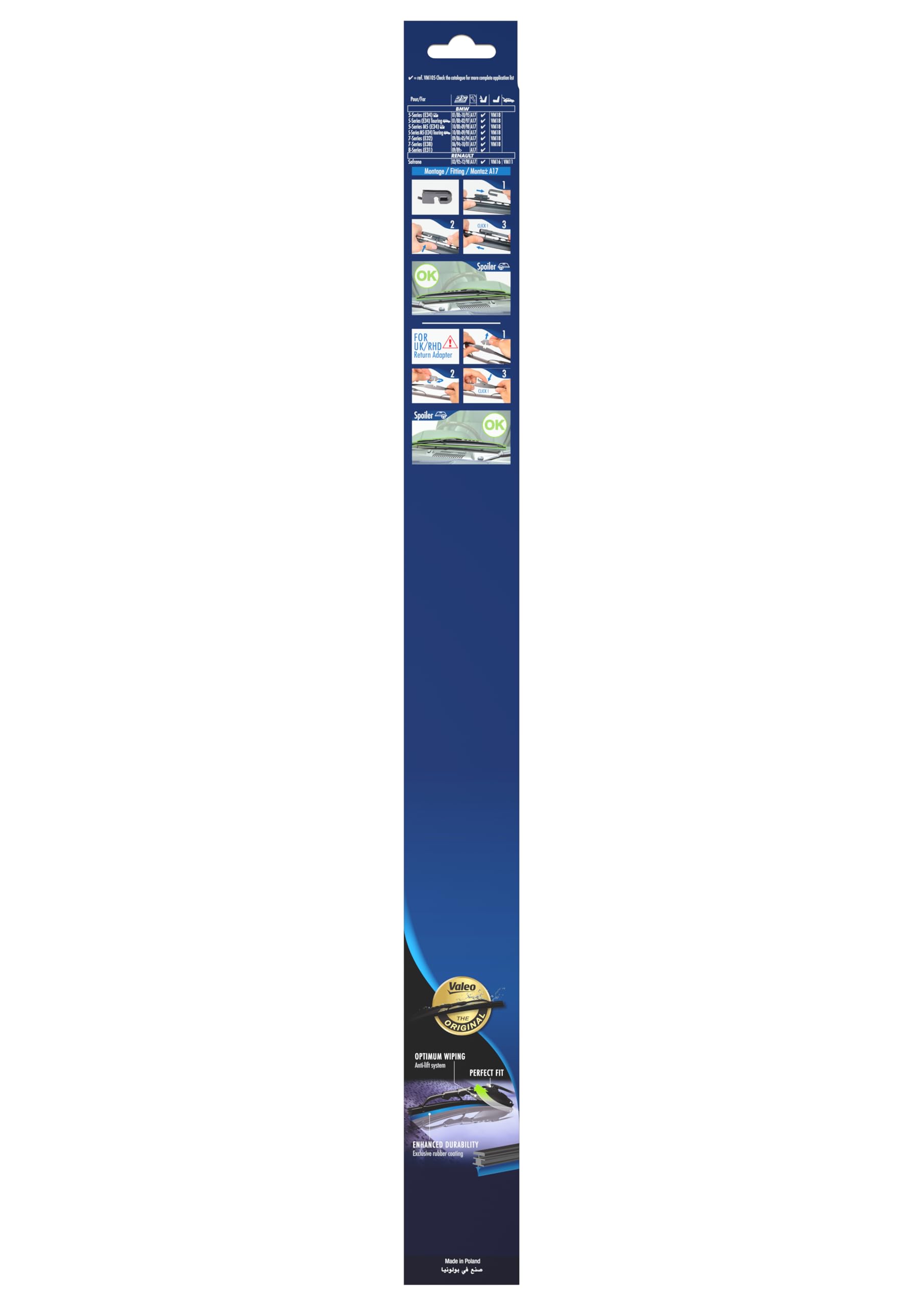 VALEO Silencio Tergicristallo VR53 Spazzola Tergicristallo Convenzionale di Lunga Durata, Resistente, ottima per Tutte le Stagioni 220mm Posteriore Confezione da 1, singola 574087