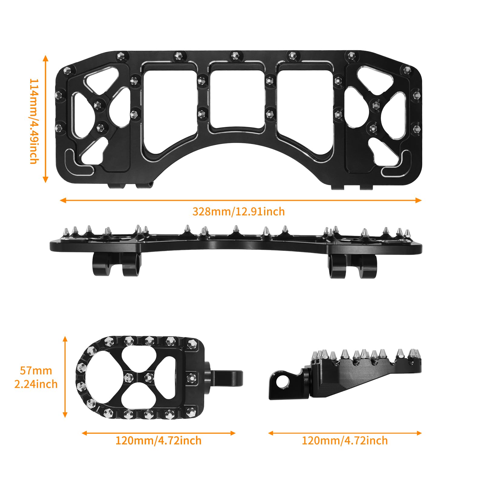 Set pedane per moto, pedane anteriori e posteriori per conducente, pedane MX Wide Offroad CNC Fit per Harley Touring Road Glide Electra Glide Street Glide Softail Dyna nero