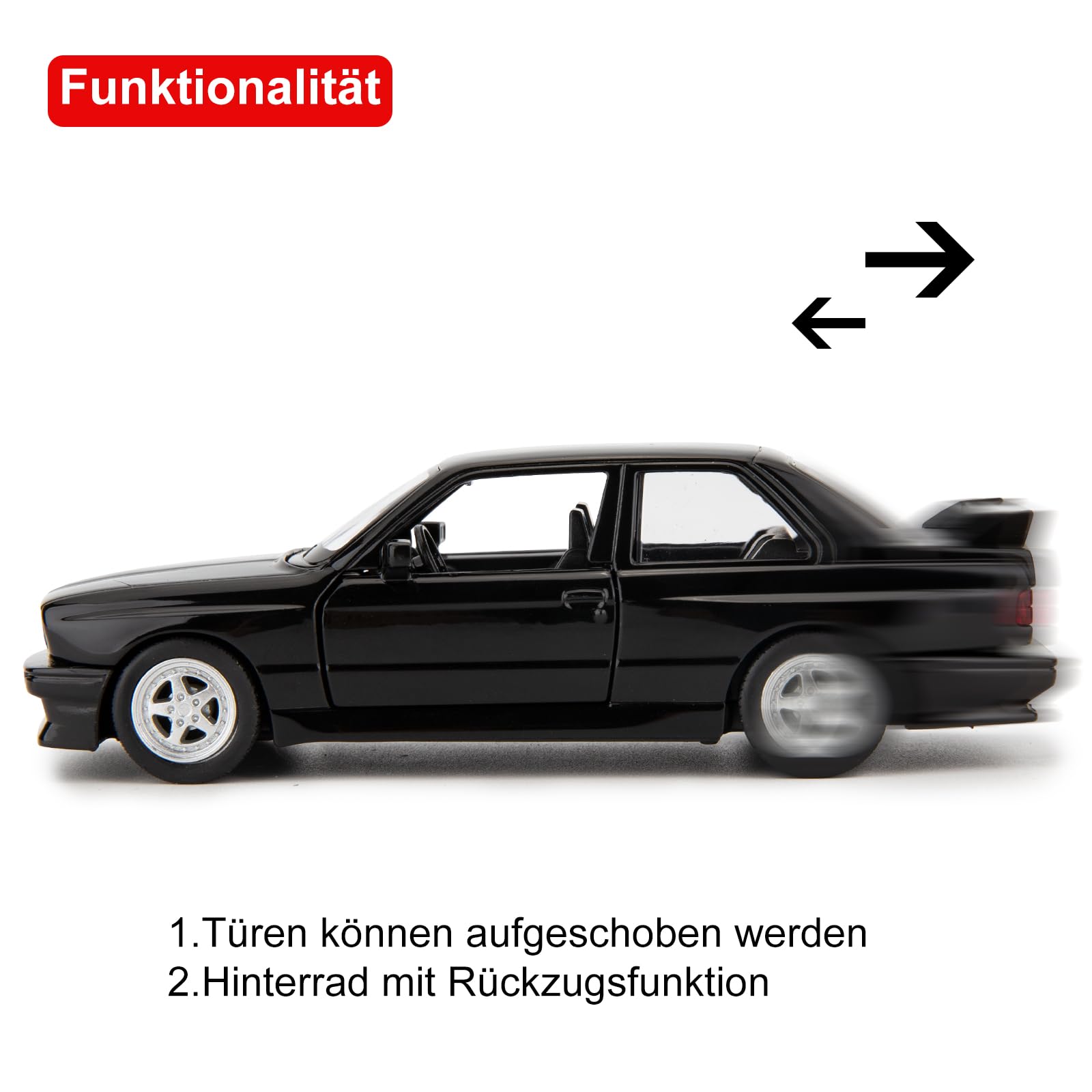 imtfzct Diecast Alloy Toy Car, 1/36 Scale 1987 BMW M3 Model Car, Toy with Pullback Function - Image 2