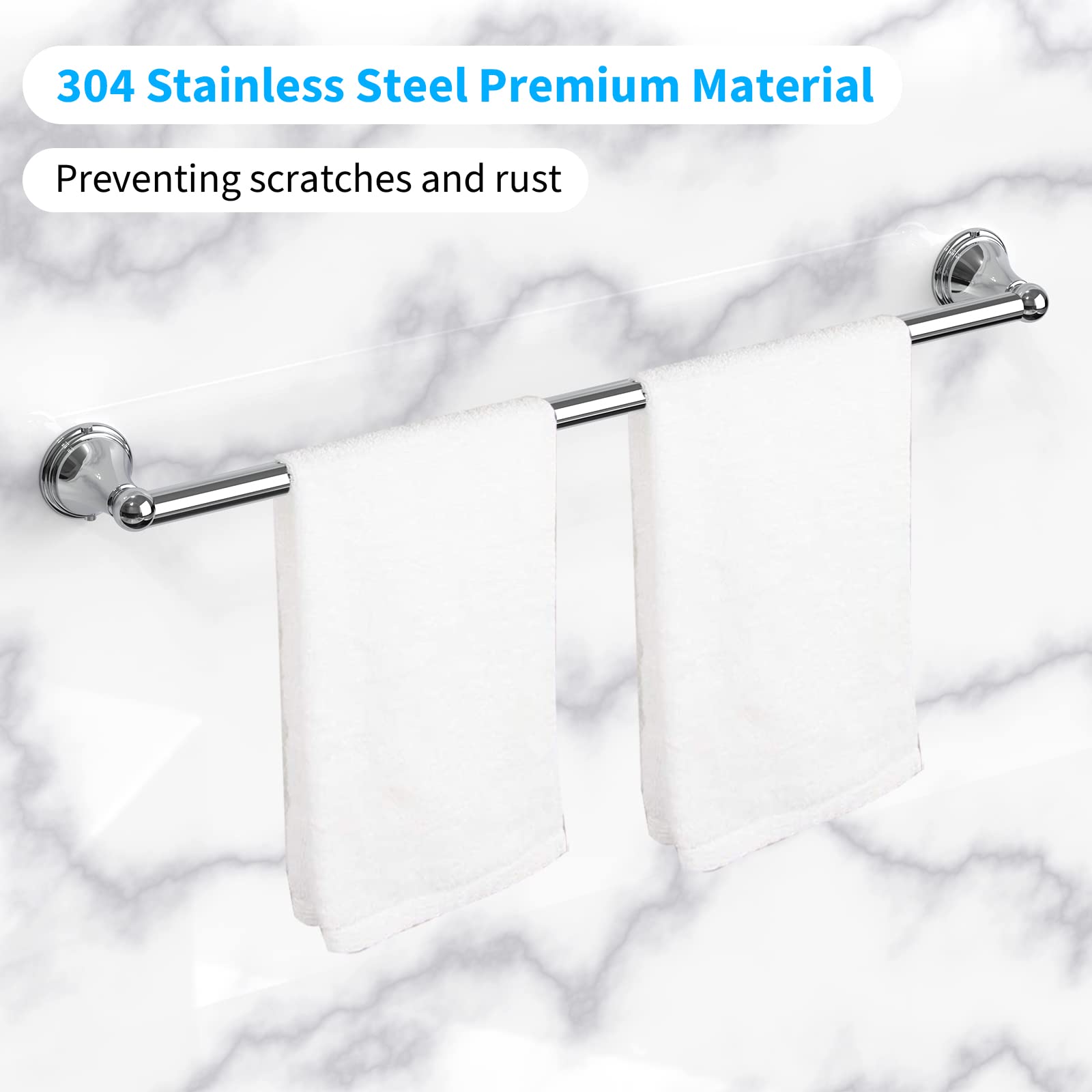 Newfun 8-Pieces Polished Chrome Bathroom Accessories Set, 24 Inch Bath Towel Bar Set, SUS 304 Stainless Steel Bathroom Hardware Set, Towel Racks for Bathroom Wall Mounted