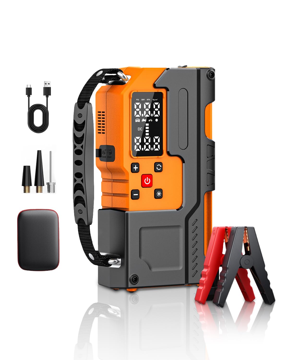 Car Jump Starter Portable with Air Compressor 150PSI Portable Tire Inflator with Car 3000A Battery Booster 9 0