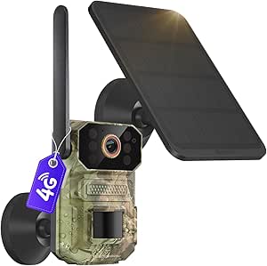 4G LTE Cellular Solar Security Camera Wireless Outdoor, Built-in SIM Card, Night Vision, Live View, PIR Motion Sensor, 2-Way Audio, No WiFi asin的图片