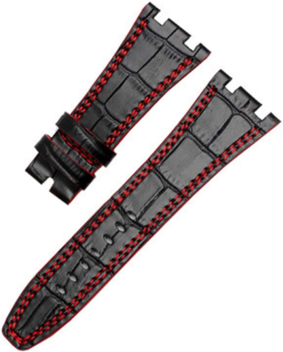 Black 28mm AP Leather Watch Band Strap Fits for Audemars Piguet Royal Oak Offshore