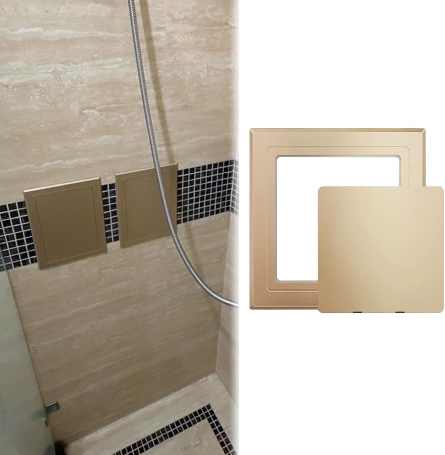 VUIKLCty Bathroom Tile Access Panel, Gold Snap-fit Type For Bathtubs(150x150mm (5.9x5.9in))