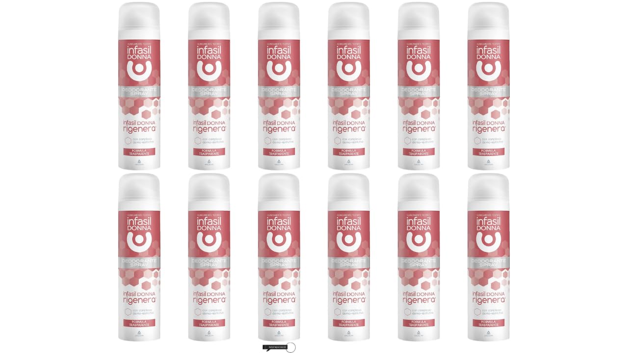 12 x Infasil Donna Rigenera Deodorant Spray für Frauen, für empfindliche Haut, transparente Formel, 150 ml,+ Italy shop Kostenloser Schlüsselanhänger