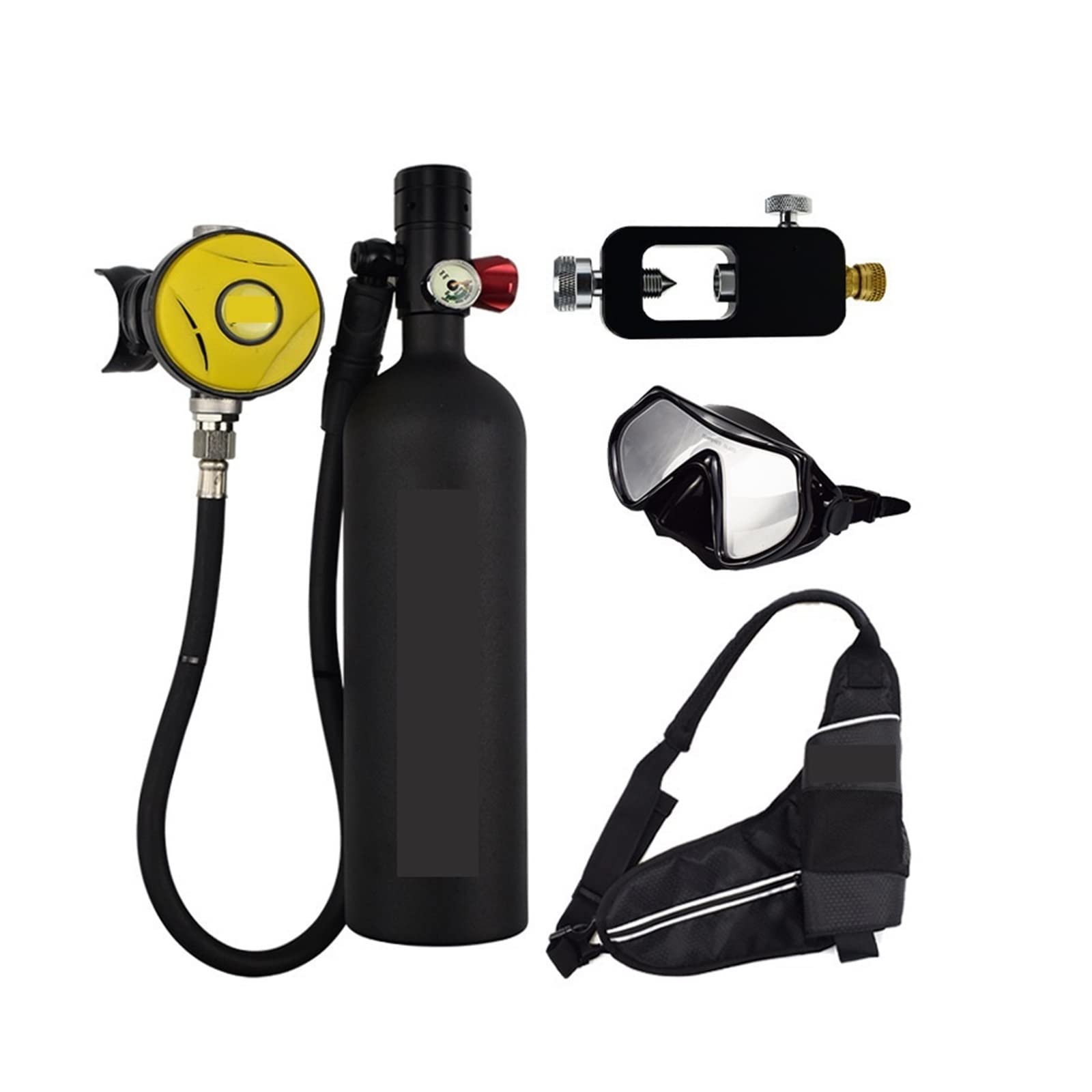 Portable Dive Cylinder, Diving Equipment 1000ML Portable Rebreather(Nero)