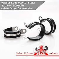 LOKMAN 20 Pack 1 Inch Stainless Steel Cable Clamps Rubber Cushioned - Marine Grade Pipe Wire Hose Clips for Automotive Industrial Marine