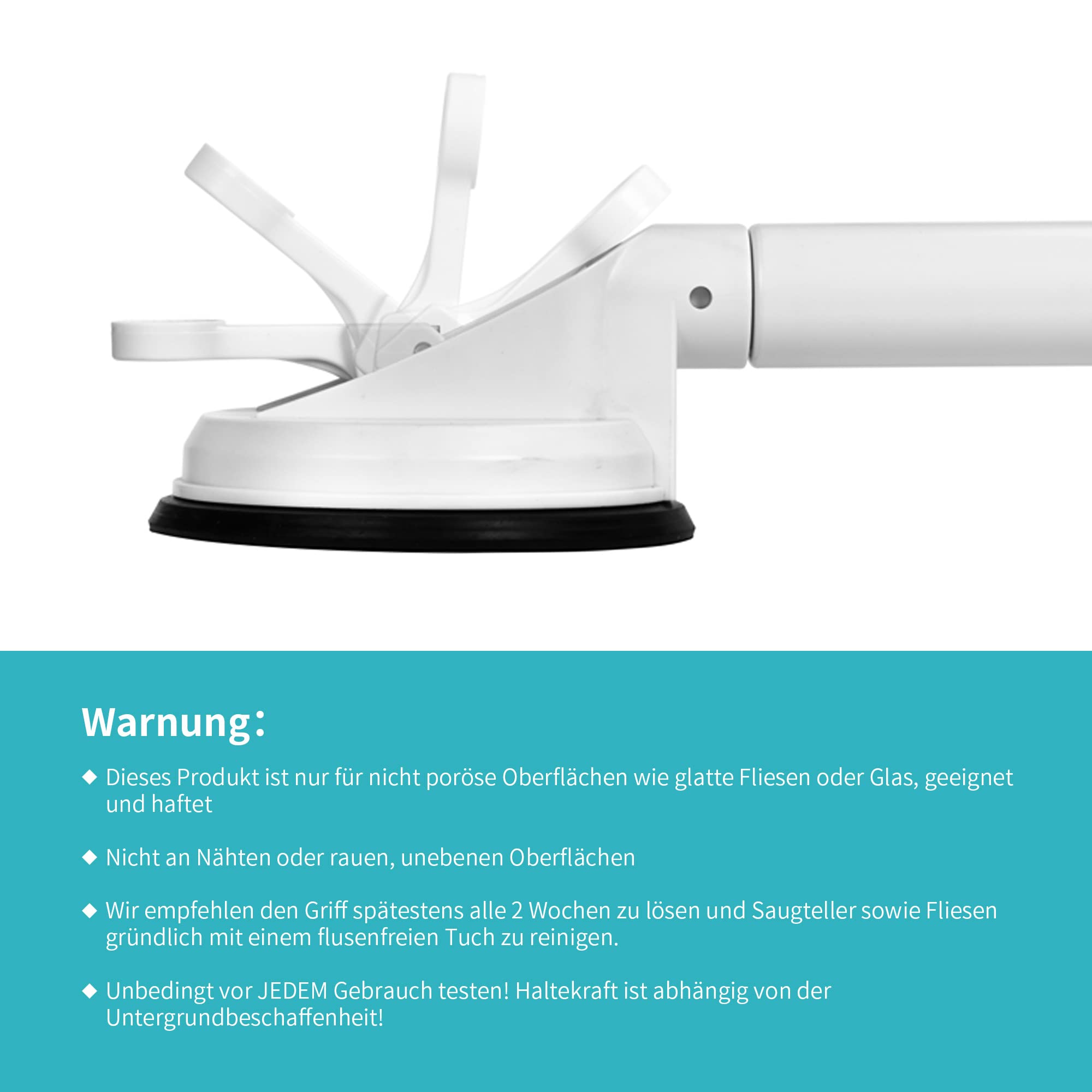 AdelDream Pasamanos auxiliar de seguridad Barra de agarre de seguridad antideslizante Ducha Reposabrazos para ancianos/niños para baño Longest: 58cm Más corto: 46cm Blanco 25 * 13 * 9cm