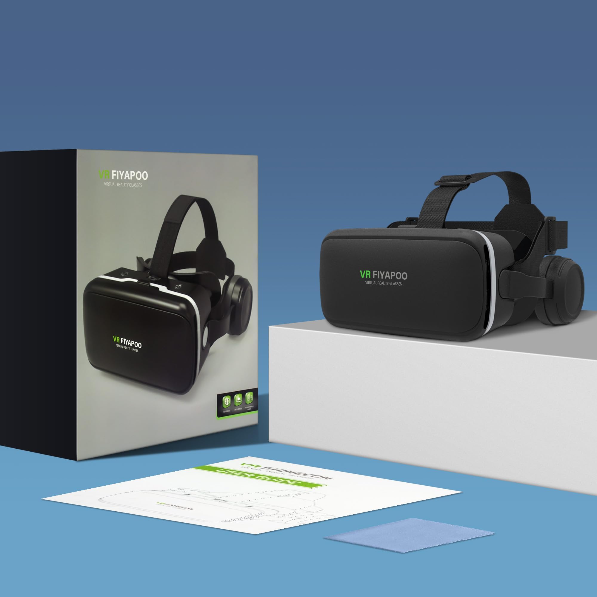 3D VR Brille mit HiFi Kopfhörern, Immersive Virtual Reality für Spiele & Filme, Ergonomisches Design, Unterstützt 4,7-6,7 Zoll Smartphones, Weihnachten Geschenk