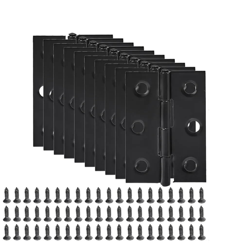 Udhsnjzg 10Sets Door Hinges 1-10Pcs Black Door Hinges Stainless Steel Furniture Butt Hinge Window Cabinet Drawer Flat 2-Inch Hardware Tool(10Sets)