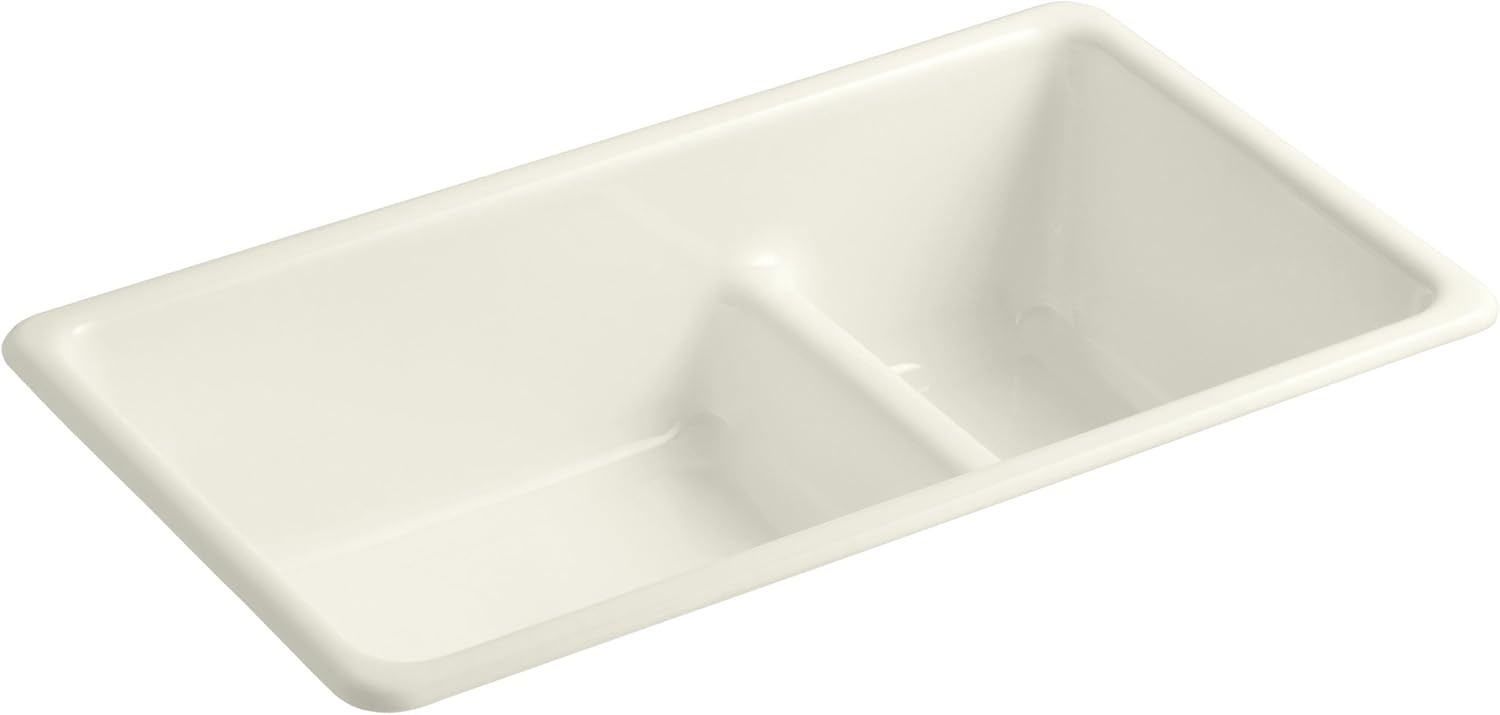 Blасk Frіdау - 70% оƒƒ KOHLER K-6625-96 Iron/Tones Smart Divide Self-Rimming or Undercounter Kitchen Sink, Biscuit