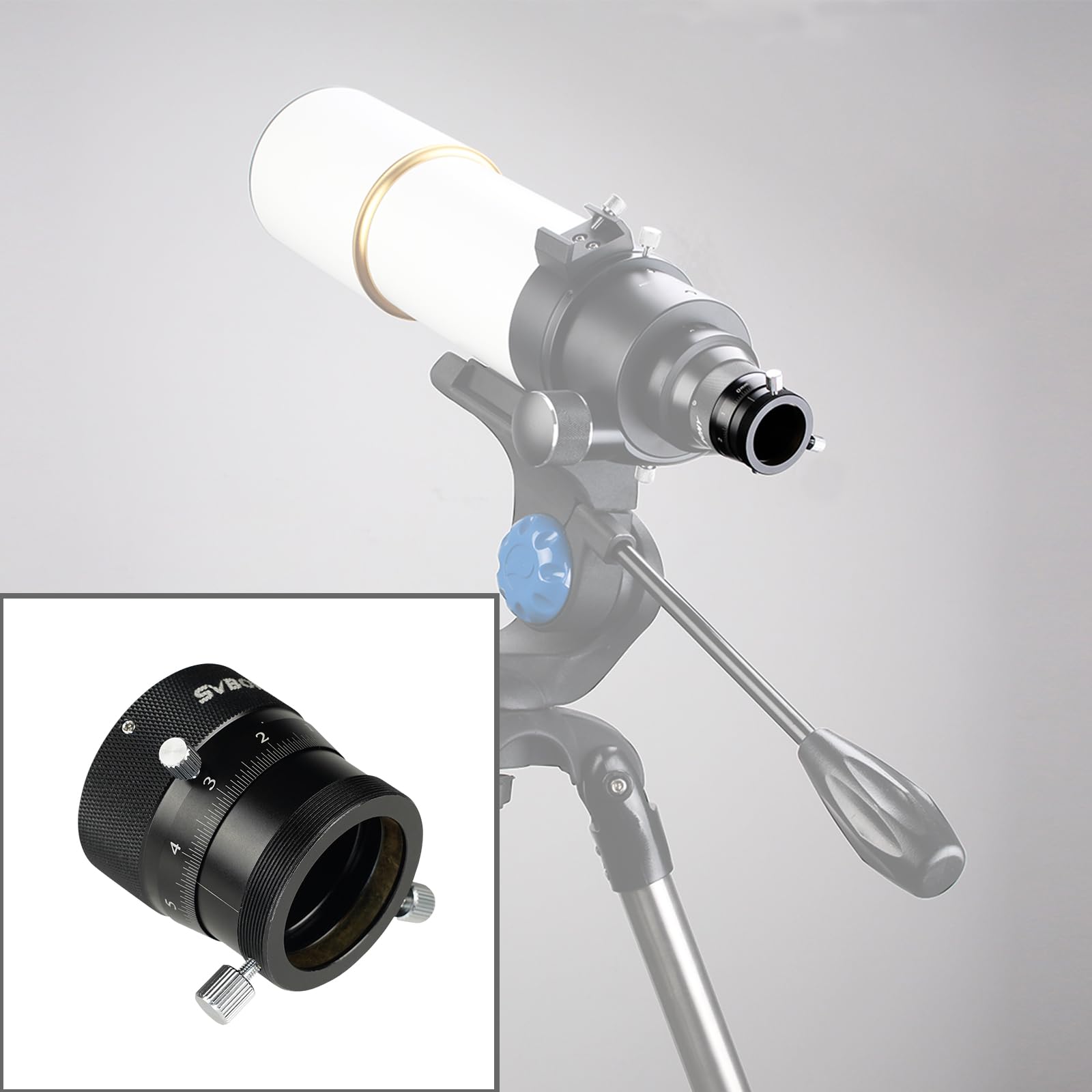 Svbony SV161 Double Focaliseur Hélicoïdal 1,25”, Échelle de 0,05mm Focaliseur Hélicoïdal de Télescopeavec du Fil T2 Course du Tube de Tirage de 10mm, Accessoires pour Télescope Guide Scope