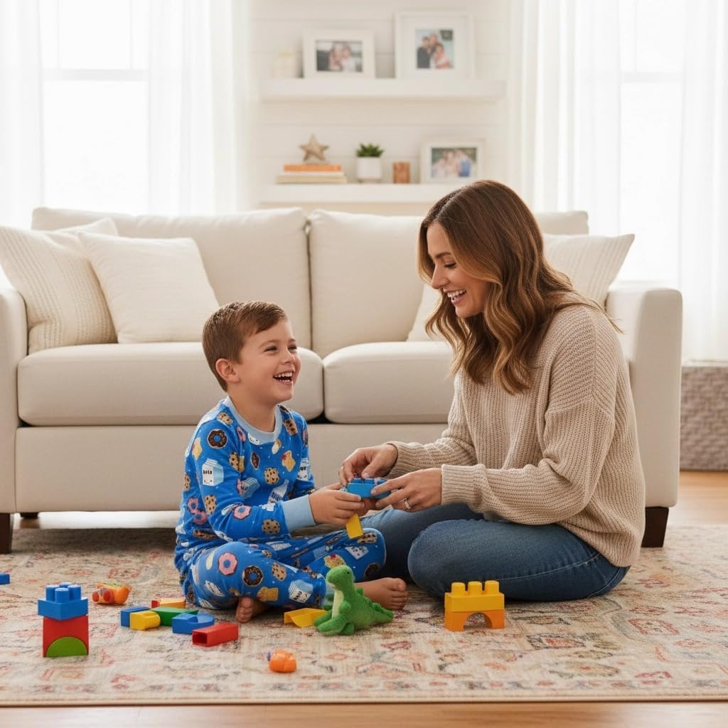 Weiwei Pajama Set for Boys & Girls Set of 2, Viscose Made from Bamboo Toddler Pajamas for Kids, Long-Sleeve Sleepwear 2pcs - Image 3