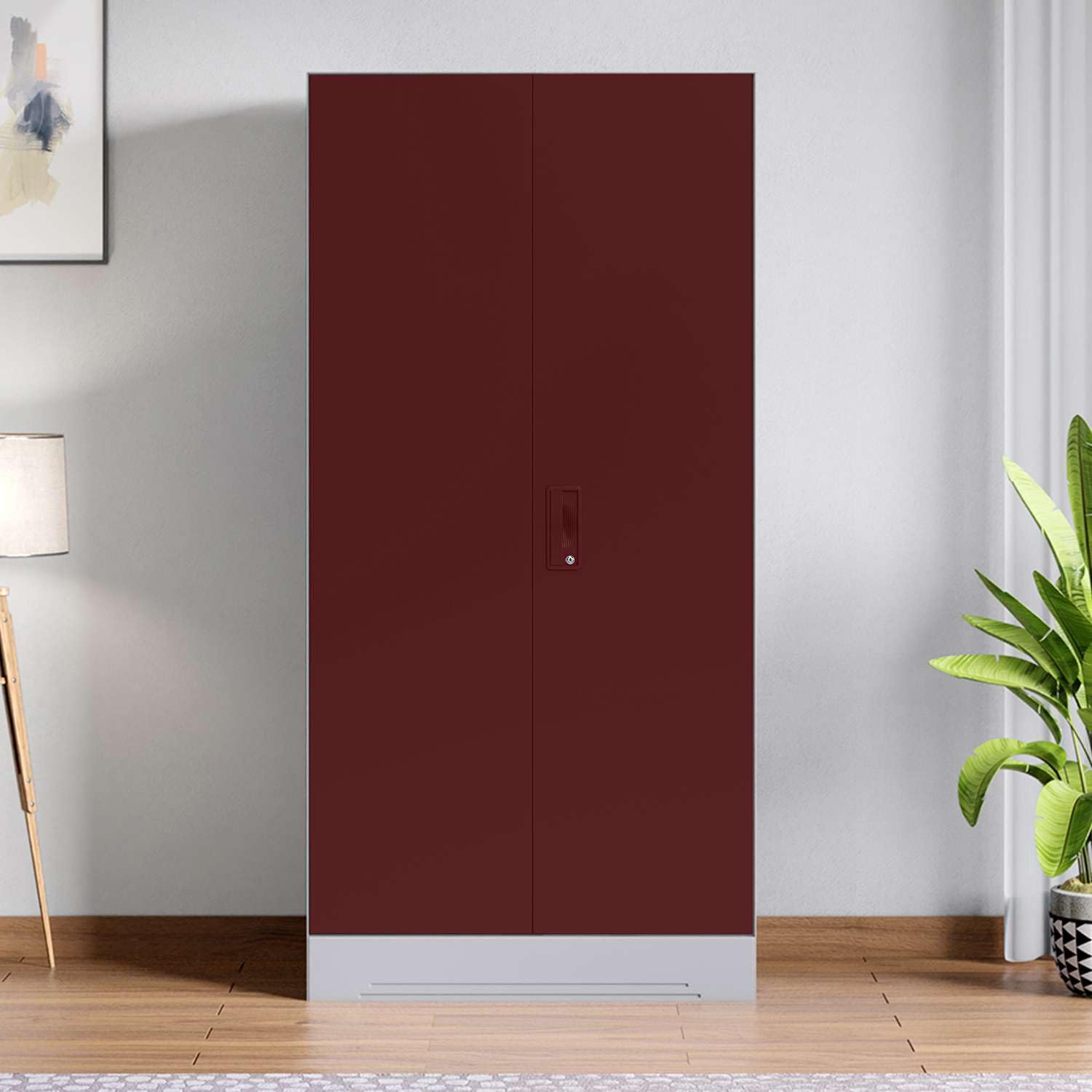 GODREJ INTERIO Almirah Slimline 2-Door Steel Almirah, Cupboard for Clothes (Russet), 1-Year Warranty, 2 Shelves