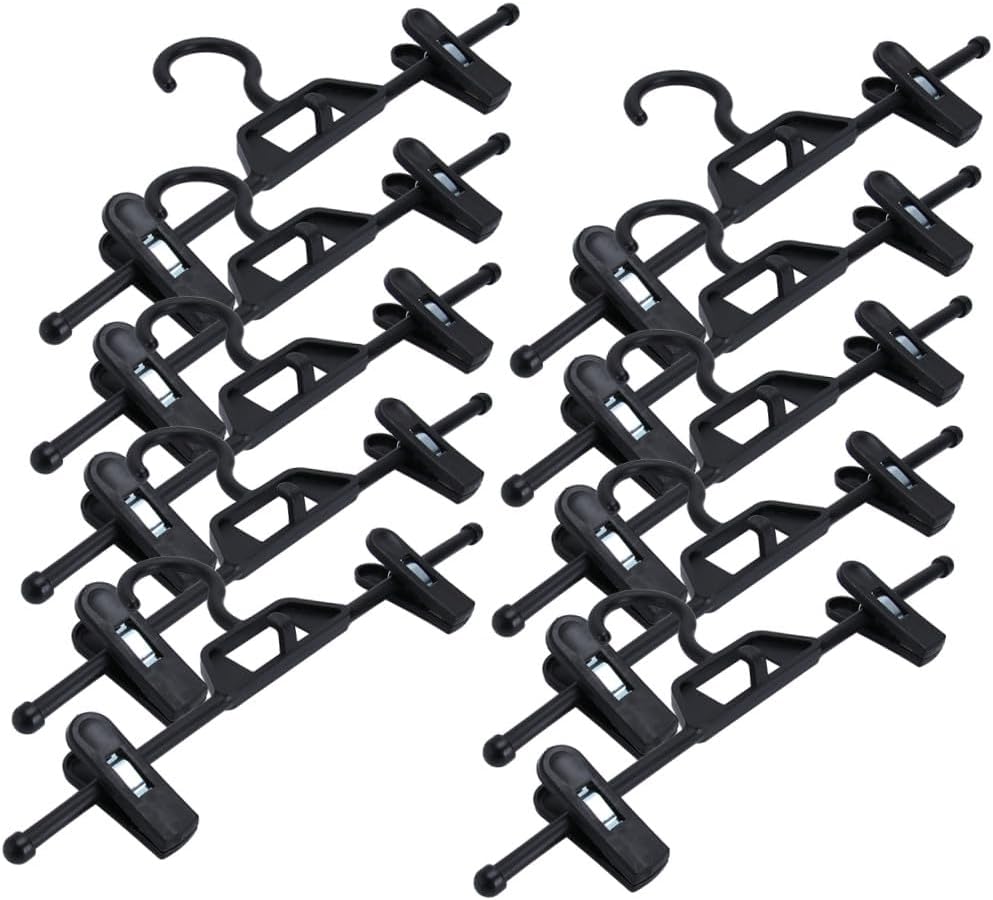 BESTonZON 10pcs Adjustable Pants Hangers Clips Plastic Non-Slip Clothes Drying Rack for Adult, Space-Saving Wardrobe Organizer, 35x14.5cm Black
