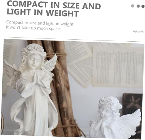 Miniatura 3 de GANAZONO 1 escultura de niña de ángel, figuras en miniatura, decoración de Navidad, estatua de hada, estatua de jardín, resina querubín, decoración