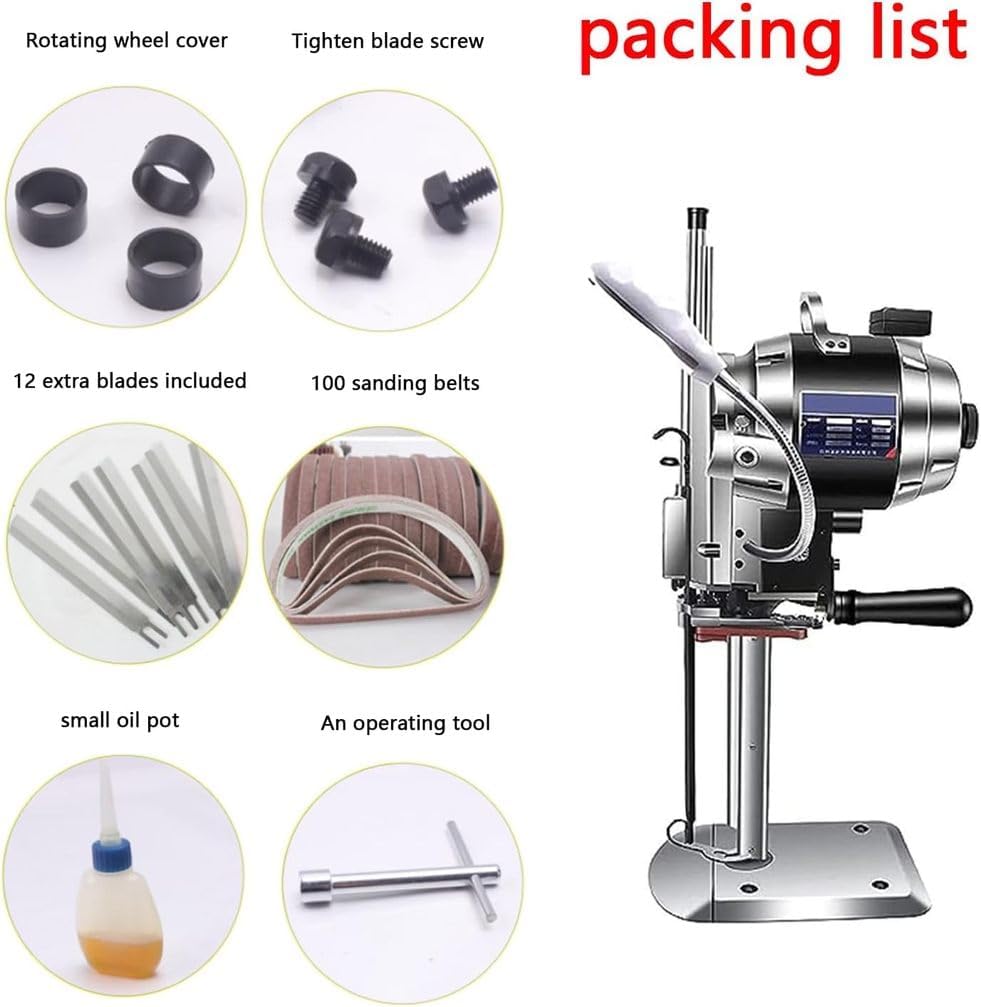High-Speed Straight Knife Cloth Cutting Machine Fabric Cutter Industrial Fabric Cutting Machine with Automatic Knife Sharpen, for Multilayer Fabric Leather Cloth,10in