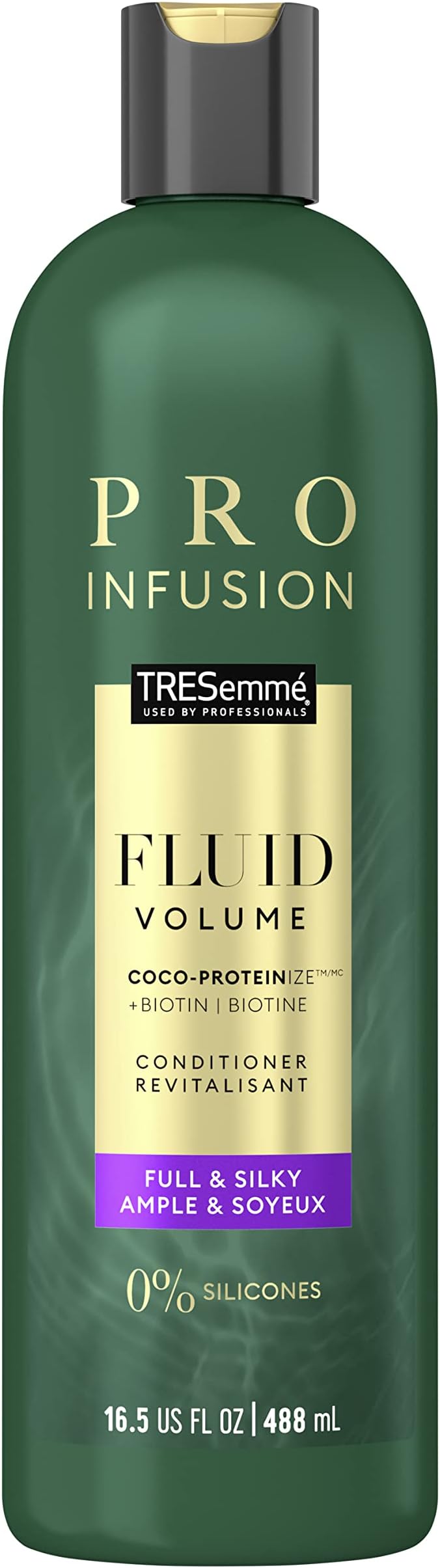 Cruelty-Free Pro Infusion Fluid Volume Conditioner For Full & Silky Hair Infused With Natural Coconut Droplets + Plant-Based Salon Protein + Biotin 16.5oz