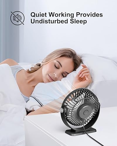 Miniatura 5 de TriPole Ventilador de escritorio alimentado por USB, pequeño ventilador personal de 3 velocidades, mini ventilador de flujo de aire fuerte, rotación