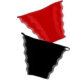 طقم بانتي دانتيل قطني من قطعتين, متعدد الألوان، 4XL، للنساء