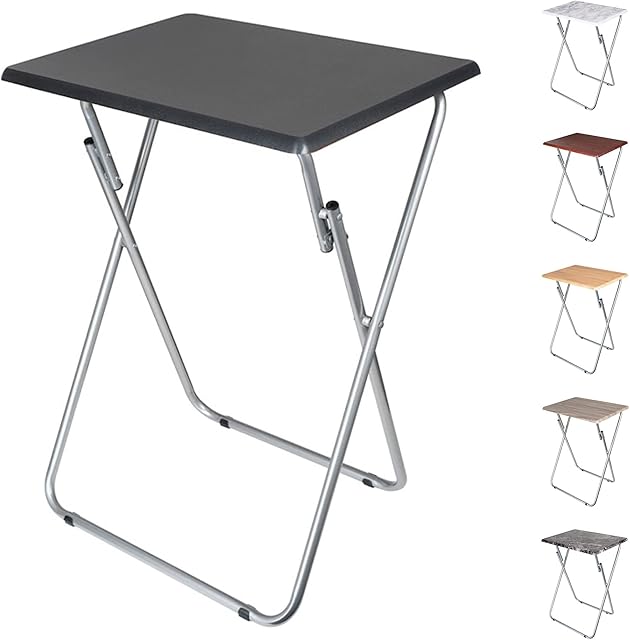 SG Traders Side Folding Coffee Table, Small TV Snack Tray for Eating, Sofa Laptop Desk, Outdoor Foldable Camping Tables, Living Room (Black, Small)