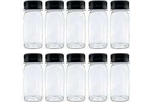 10 Pcs 4 Ounce Plastic Bottles, Leak-Proof Juice Containers